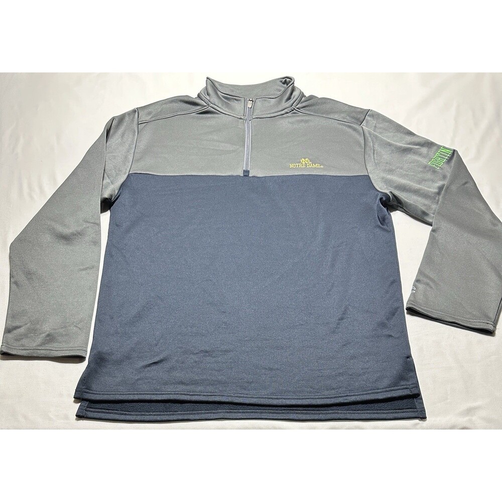 Notre Dame Champion 1/4 Zip Pullover Fighting IRISH Mens Large Navy Grey NCAA